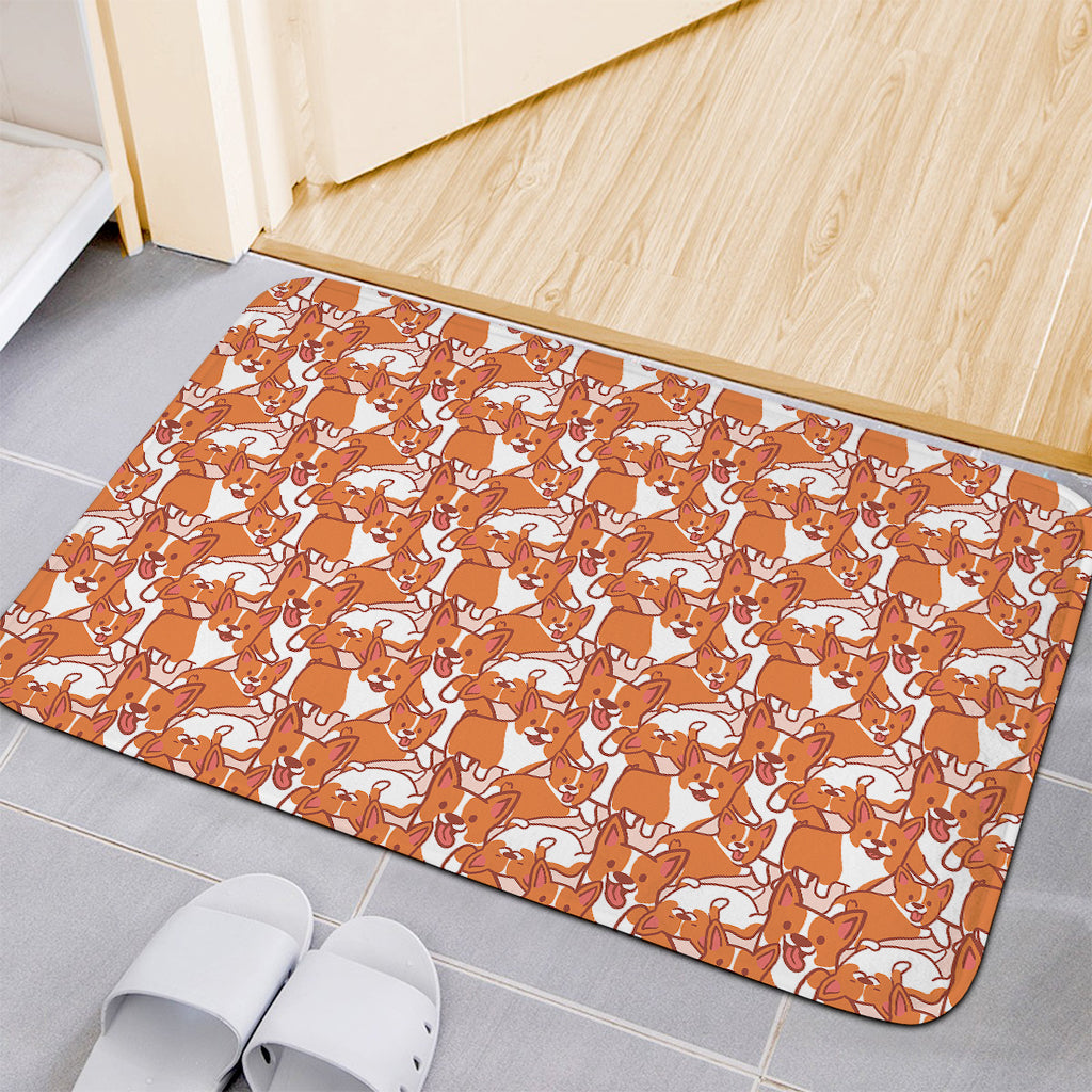 Cute Corgi Pattern Print Indoor Door Mat