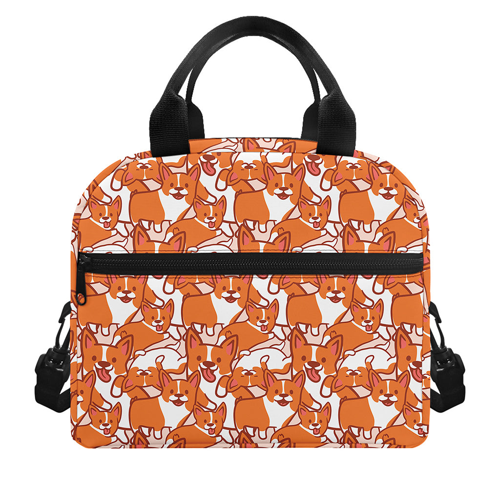 Cute Corgi Pattern Print Insulated Lunch Bag