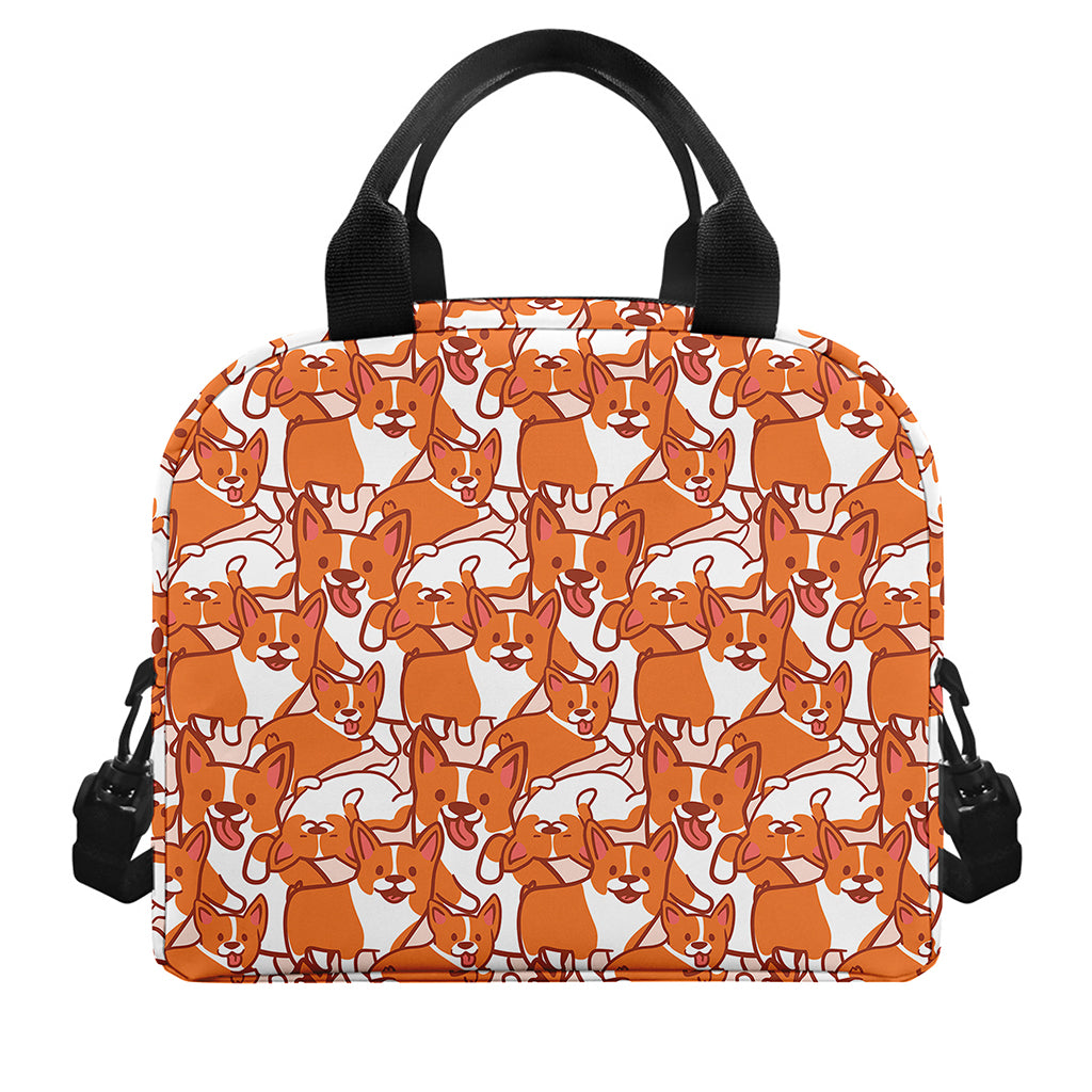 Cute Corgi Pattern Print Insulated Lunch Bag