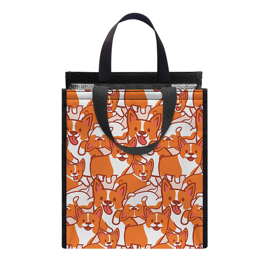 Cute Corgi Pattern Print Insulated Lunch Tote