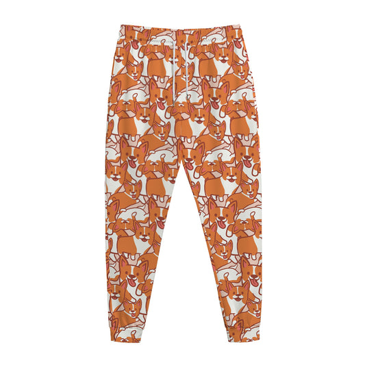 Cute Corgi Pattern Print Jogger Pants