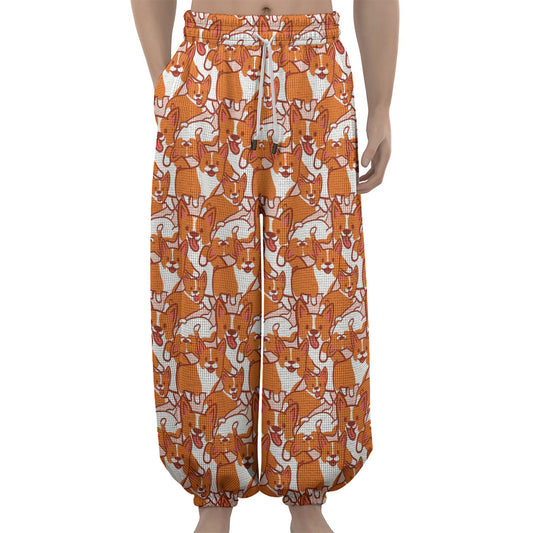Cute Corgi Pattern Print Lantern Pants