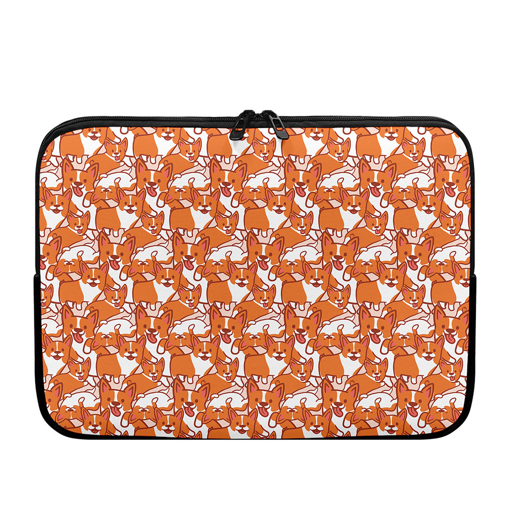 Cute Corgi Pattern Print Laptop Sleeve