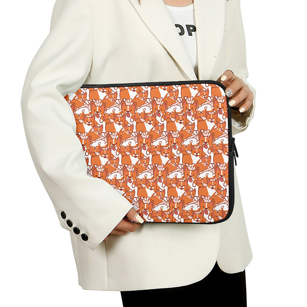Cute Corgi Pattern Print Laptop Sleeve