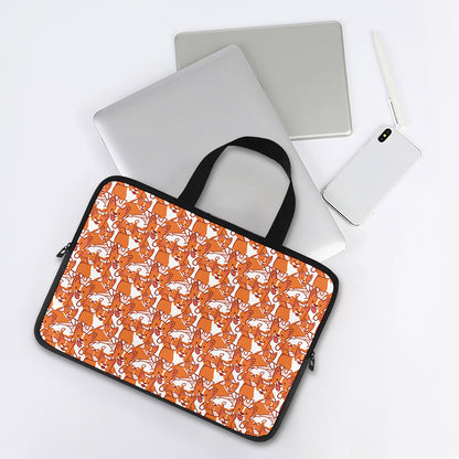 Cute Corgi Pattern Print Laptop Sleeve With Handle