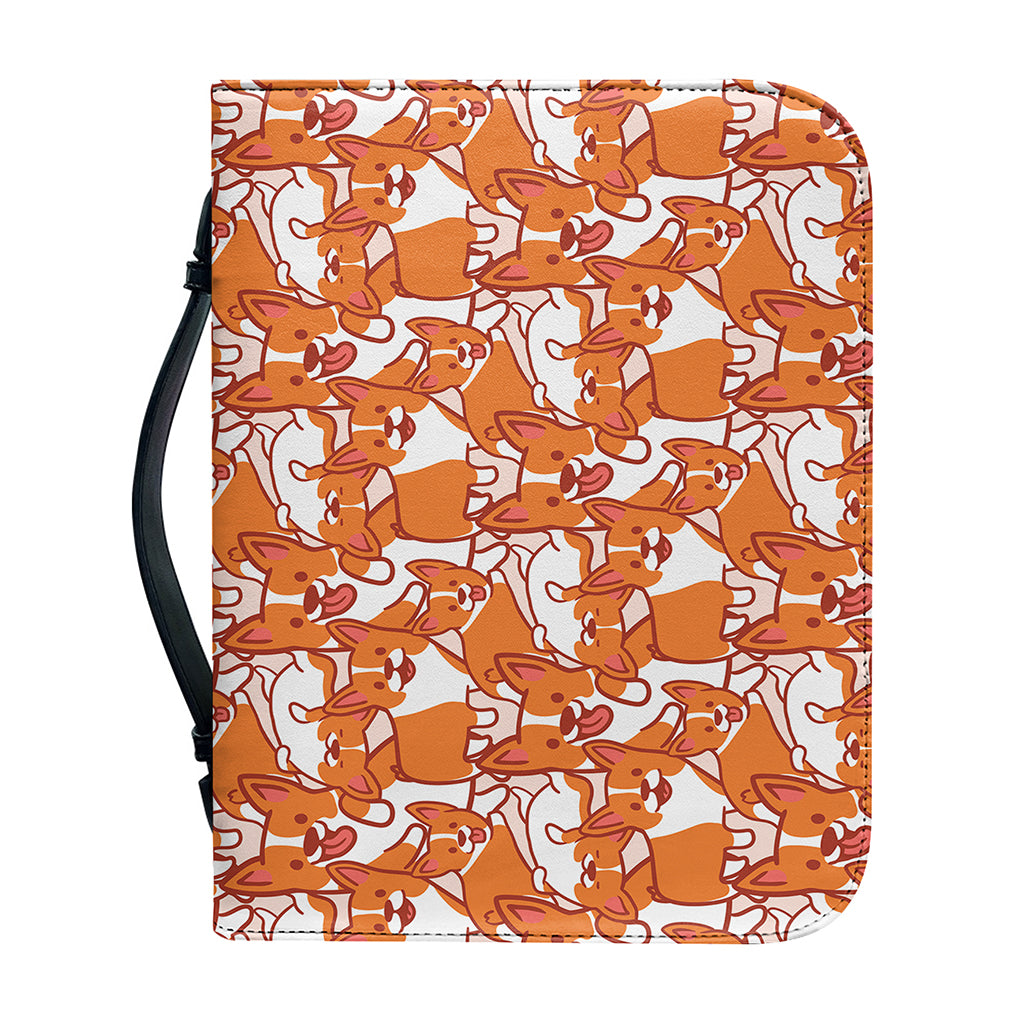 Cute Corgi Pattern Print Leather Bible Cover