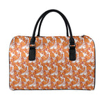 Cute Corgi Pattern Print Leather Duffle Bag