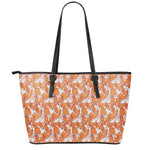 Cute Corgi Pattern Print Leather Tote Bag