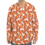 Cute Corgi Pattern Print Long Sleeve Baseball Jersey