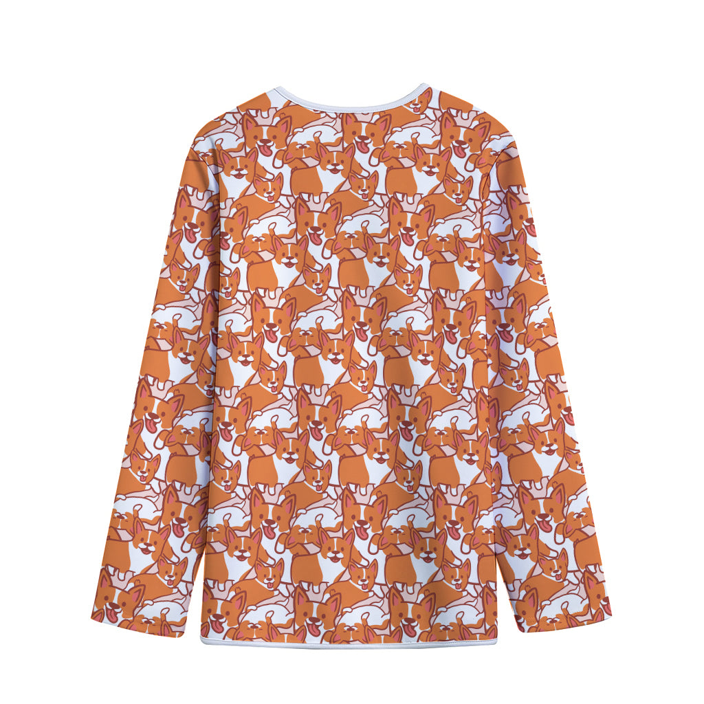 Cute Corgi Pattern Print Long Sleeve Short Coat