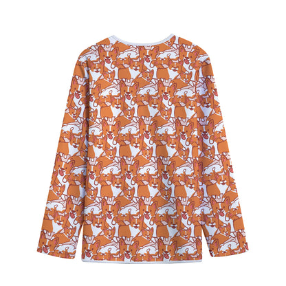 Cute Corgi Pattern Print Long Sleeve Short Coat