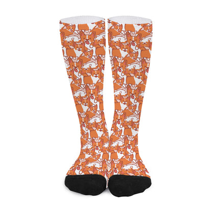 Cute Corgi Pattern Print Long Socks