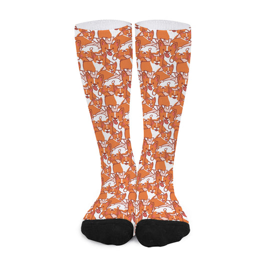 Cute Corgi Pattern Print Long Socks