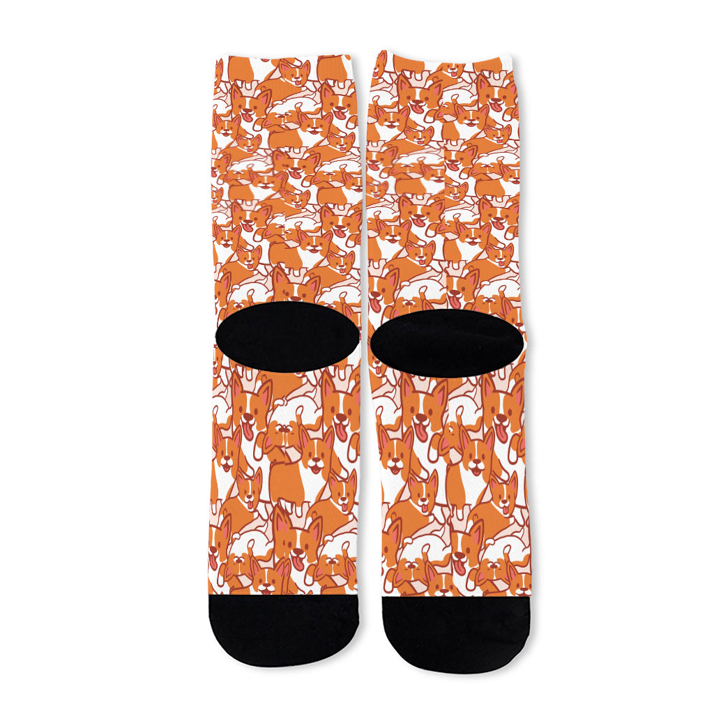Cute Corgi Pattern Print Long Socks