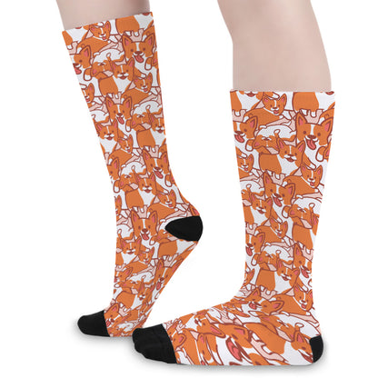 Cute Corgi Pattern Print Long Socks