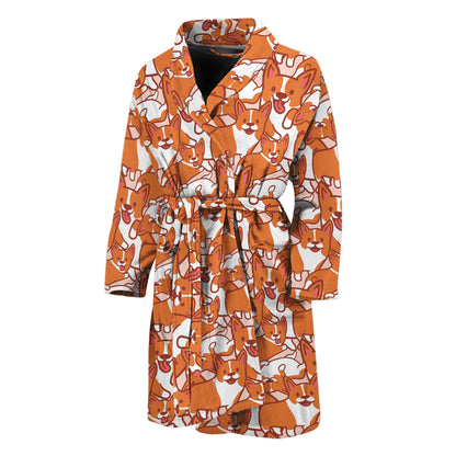 Cute Corgi Pattern Print Men's Bathrobe