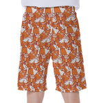 Cute Corgi Pattern Print Men's Beach Shorts