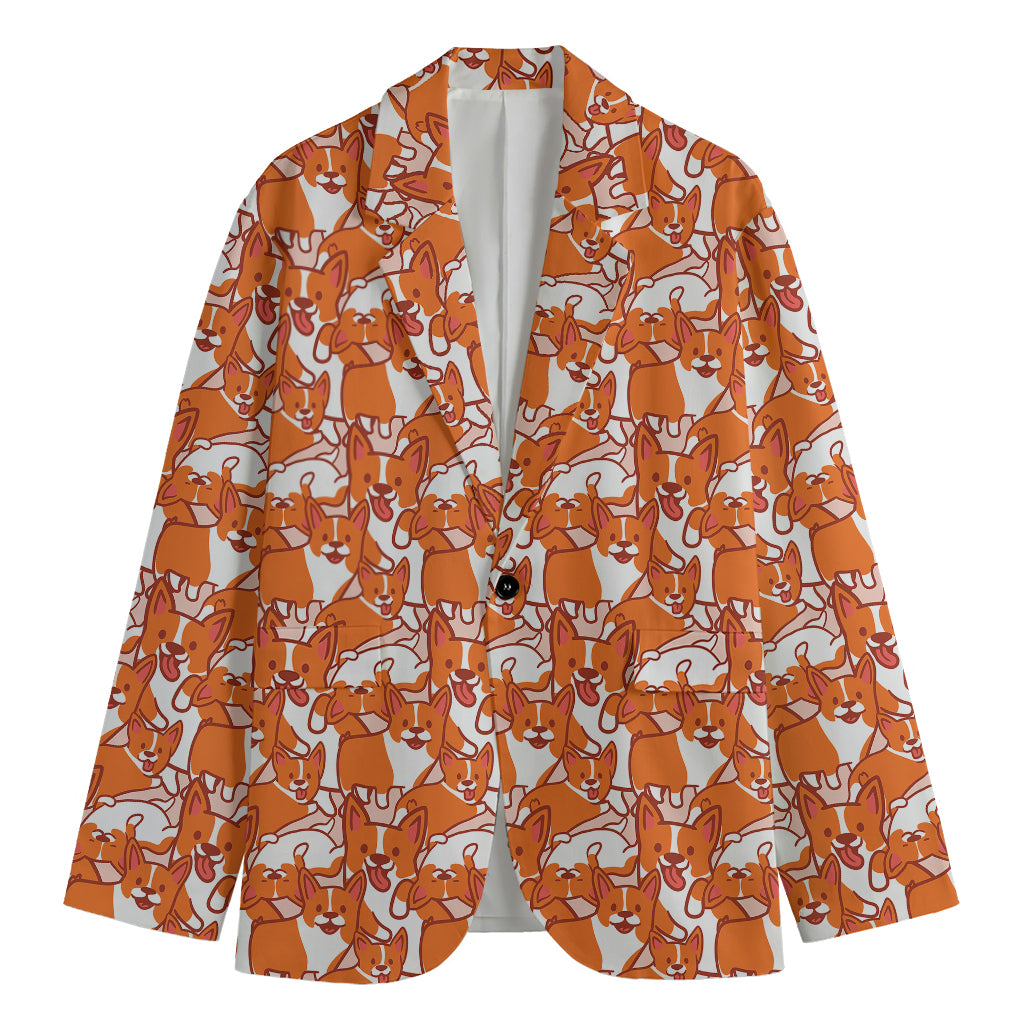 Cute Corgi Pattern Print Men's Blazer