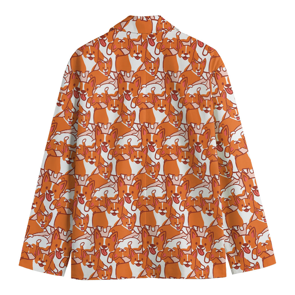 Cute Corgi Pattern Print Men's Cotton Blazer