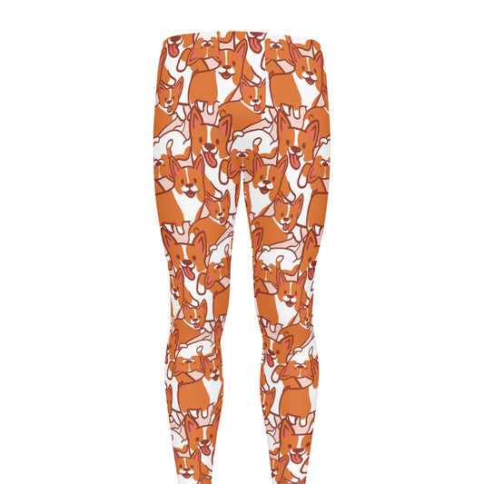 Cute Corgi Pattern Print Men's leggings