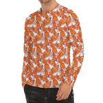 Cute Corgi Pattern Print Men's Long Sleeve Rash Guard