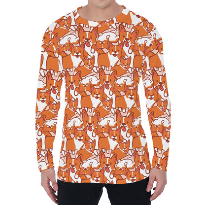 Cute Corgi Pattern Print Men's Long Sleeve T-Shirt
