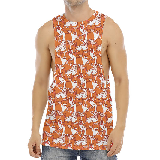 Cute Corgi Pattern Print Men's Muscle Tank Top