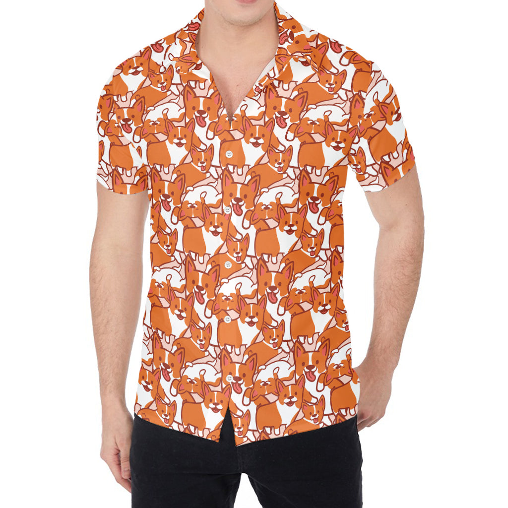 Cute Corgi Pattern Print Men's Shirt