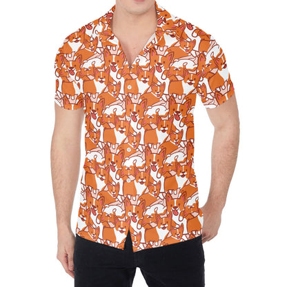Cute Corgi Pattern Print Men's Shirt