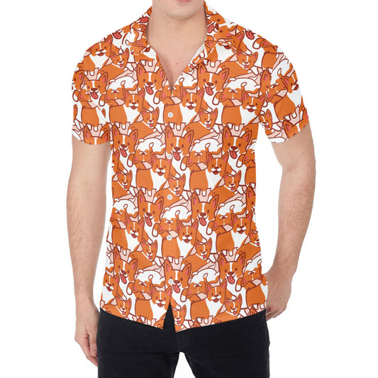 Cute Corgi Pattern Print Men's Shirt