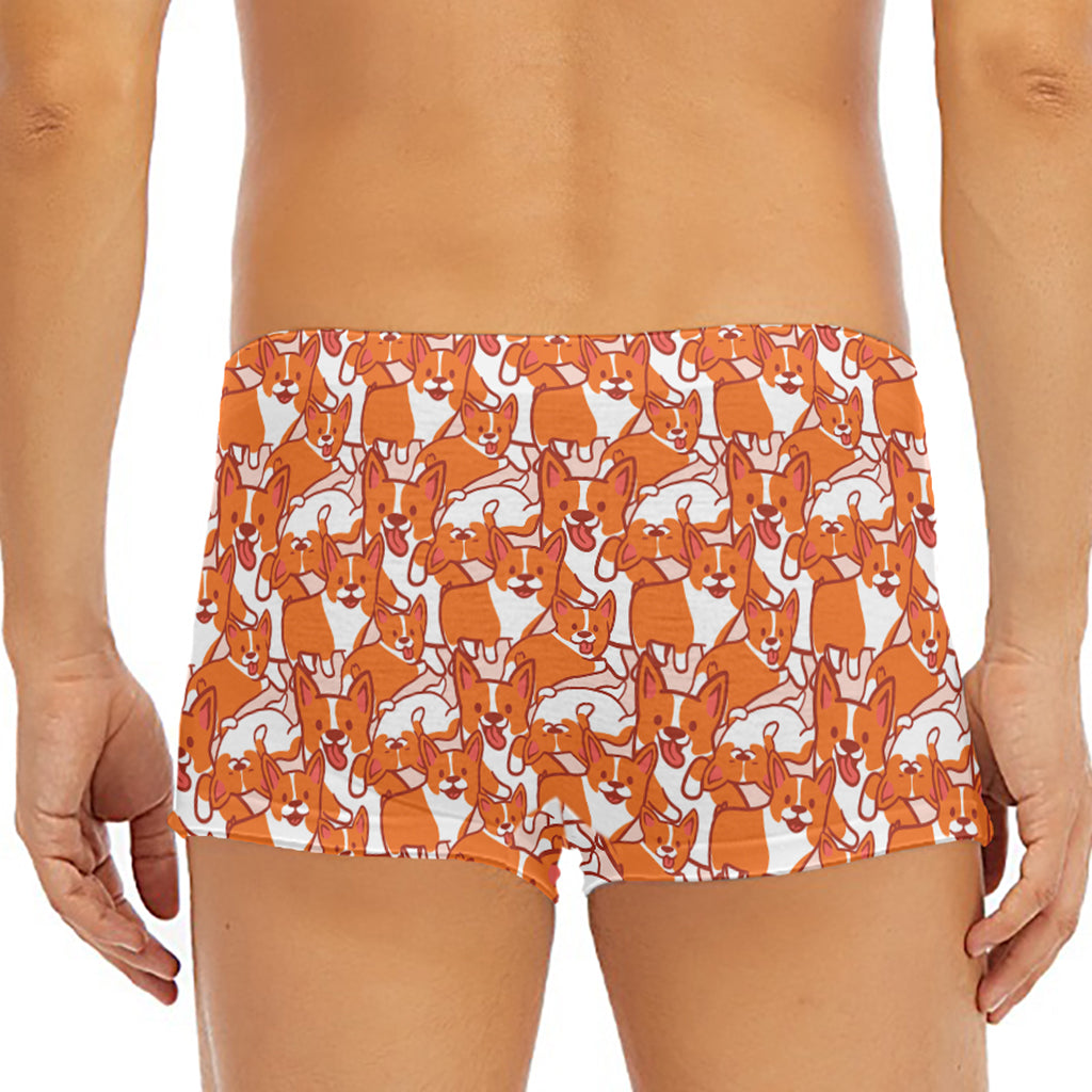 Cute Corgi Pattern Print Men's Short Boxer Briefs