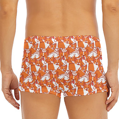 Cute Corgi Pattern Print Men's Short Boxer Briefs