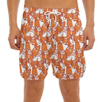 Cute Corgi Pattern Print Men's Split Running Shorts