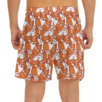 Cute Corgi Pattern Print Men's Split Running Shorts