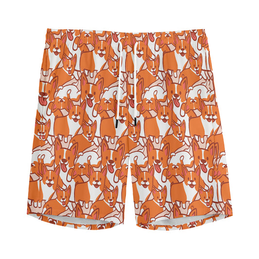 Cute Corgi Pattern Print Men's Sports Shorts