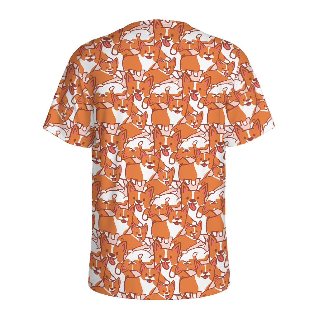 Cute Corgi Pattern Print Men's Sports T-Shirt