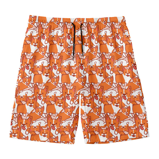 Cute Corgi Pattern Print Men's Swim Trunks