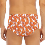Cute Corgi Pattern Print Men's Triangle Swim Briefs