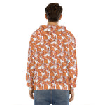 Cute Corgi Pattern Print Men's Velvet Pullover Hoodie