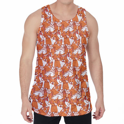 Cute Corgi Pattern Print Men's Velvet Tank Top