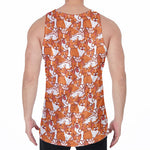 Cute Corgi Pattern Print Men's Velvet Tank Top