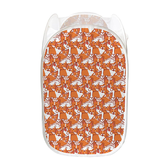 Cute Corgi Pattern Print Mesh Laundry Hamper