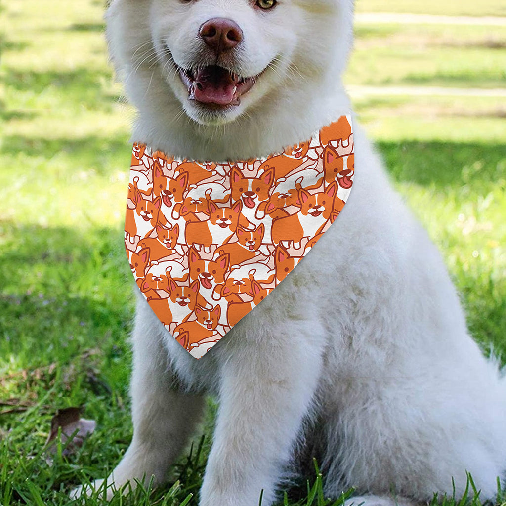 Cute Corgi Pattern Print Over The Collar Dog Bandana
