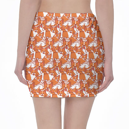 Cute Corgi Pattern Print Pencil Mini Skirt