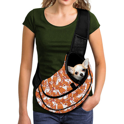 Cute Corgi Pattern Print Pet Sling Carrier