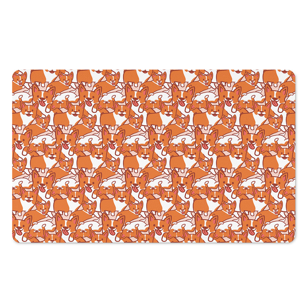 Cute Corgi Pattern Print Polyester Doormat