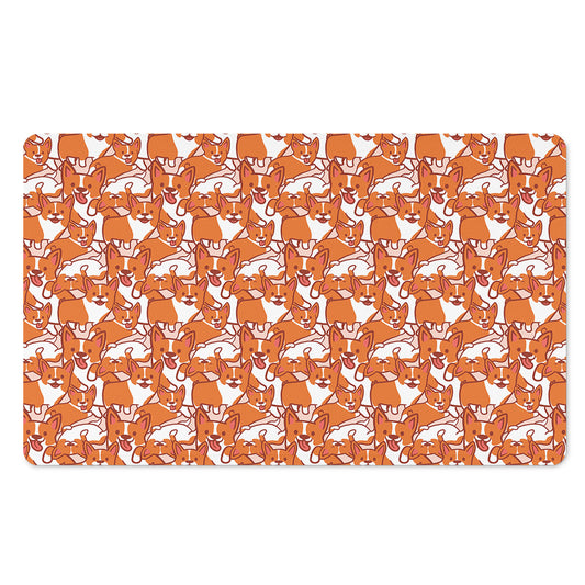Cute Corgi Pattern Print Polyester Doormat