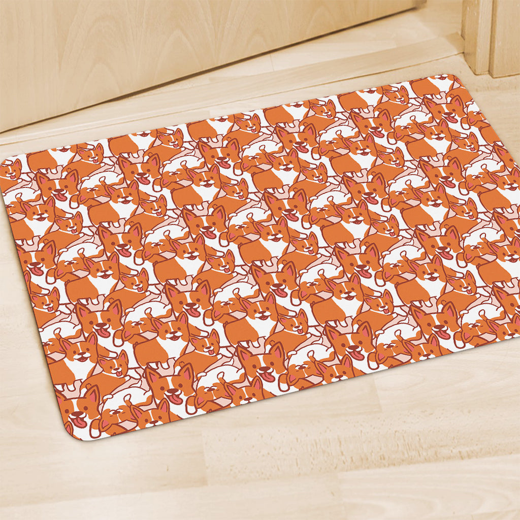 Cute Corgi Pattern Print Polyester Doormat