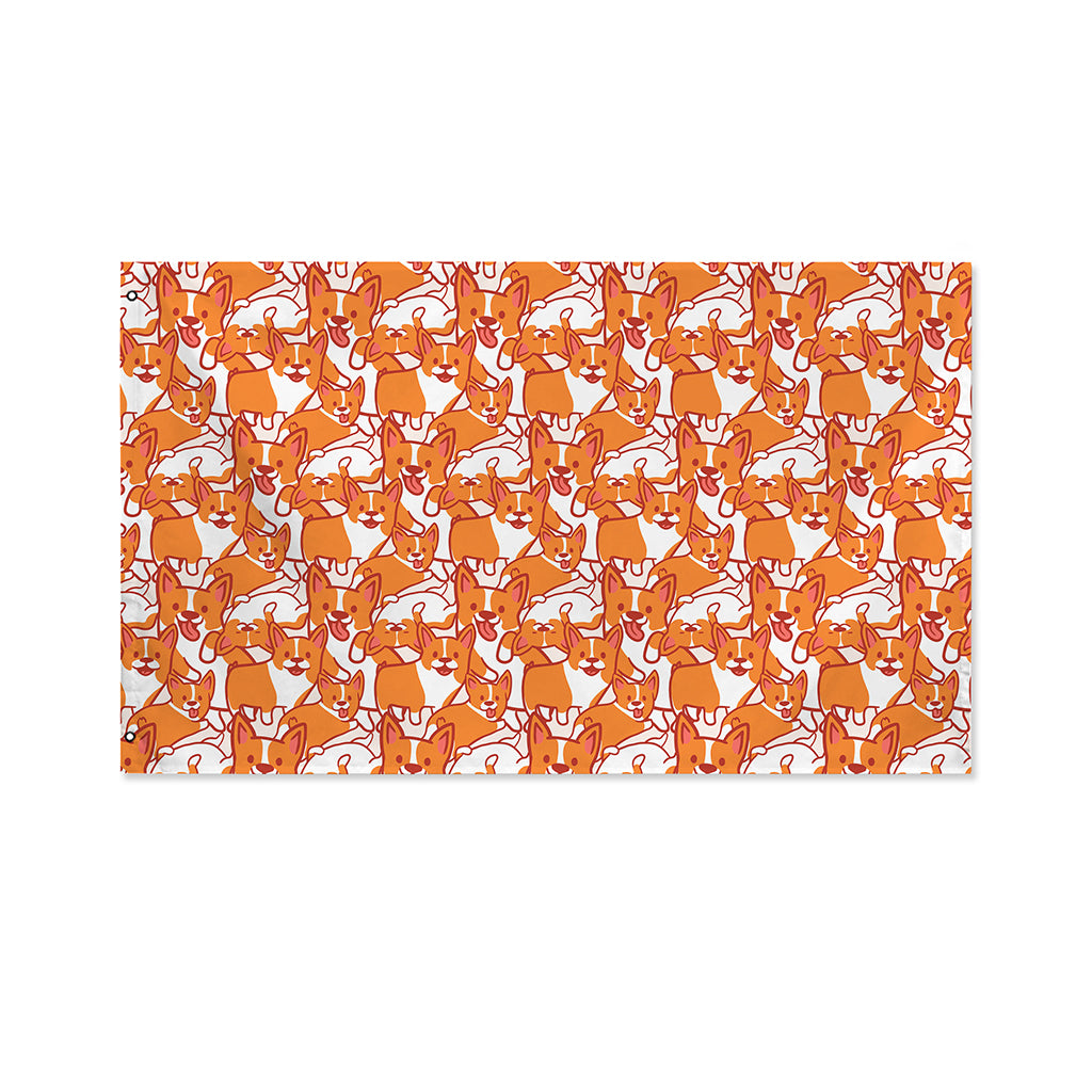 Cute Corgi Pattern Print Polyester Flag