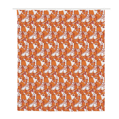 Cute Corgi Pattern Print Polyester Shower Curtain